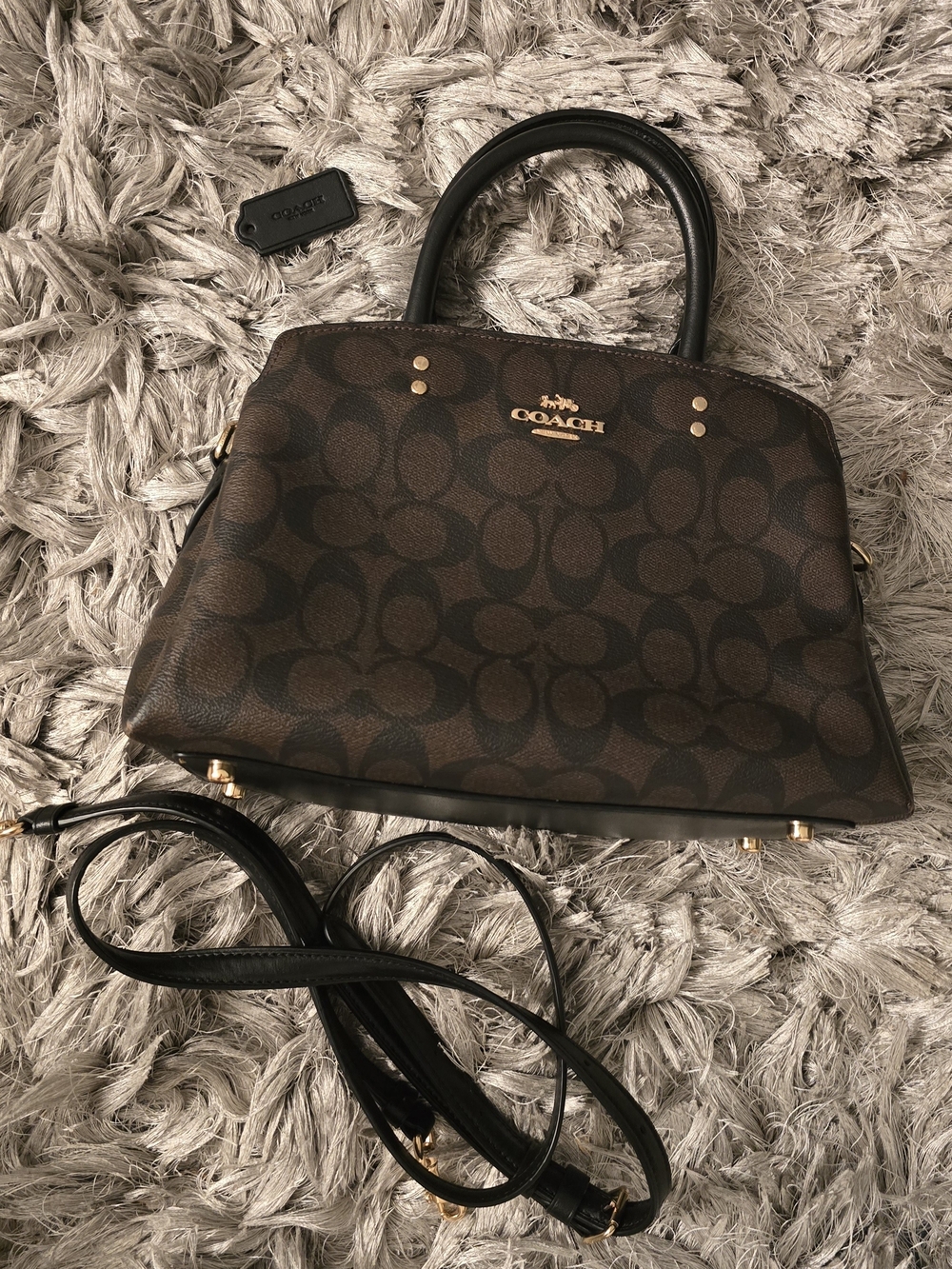Authentic Coach Mini Lillie Carryall Signature Satchel Handbag